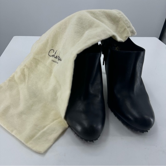 *Cole Haan Leather Booties Black Stiletto Heel Womens 8 with Dustbag - Picture 1 of 14